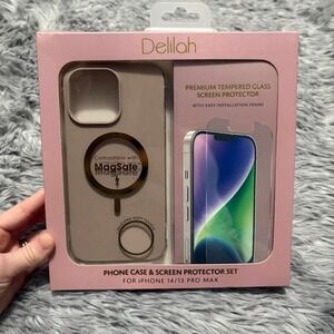 Delilah iPhone 14/13 Pro Max Phone Case & Screen Protector Set Pale Pink NEW